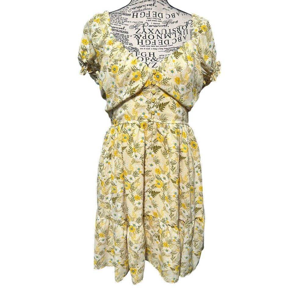 In Loom V-Neck Smocked Flutter Sleeve Mini Dress S Cottagecore Fairy Boho